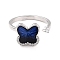 Butterfly Rotatable Open Ring for Women, Brass Cubic Zirconia Fidget Spinner Rings, Adjustable Relieve Stress Cuff Ring, Platinum, Blue, US Size 6 1/2(16.9mm)