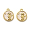 Alloy Enamel Pendants, Flat Round with Angel Charm, Golden, 17x14x3mm, Hole: 1.6mm