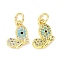 Real 18K Gold Plated Brass Micro Pave Cubic Zirconia Pendants, Cadmium Free & Nickel Free & Lead Free, with Enamel and Jump Ring, Butterfly Charms, Colorful, 12x7.5x3mm, Hole: 3.5mm