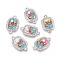 Alloy Crystal Rhinestone and ABS Imitation Pearl Connector Charms, Enamel Rectangle Links, Mixed Color, Platinum, 23x14x4~5mm, Hole: 1.4~1.6mm