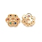 Brass with Clear Cubic Zirconia Bead Caps, Cadmium Free & Nickel Free & Lead Free, 6-Petal Flower, Real 18K Gold Plated, 9x10x3mm, Hole: 2mm