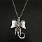 Alloy Pave Glass Cable Chain Red-eyed Elephant Pendant Necklaces for Women, Platinum