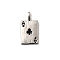 Rack Plating Brass Pendants, with Cubic Zirconia and Enamel, Rectangle with Playing Card Charm, Long-Lasting Plated, Lead Free & Cadmium Free, Platinum, 19.5x10.5x3.5mm, Hole: 4x2.5mm