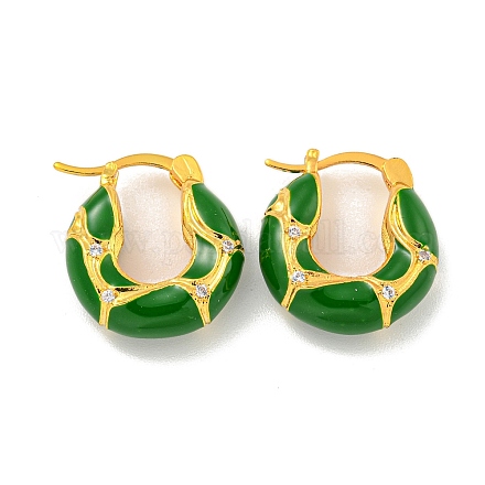 Серьга-кольцо из латуни с микропаве EJEW-C102-42G-03-1