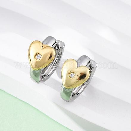Латунные серьги-кольца из прозрачного кубического циркония EJEW-H158-19B-GP-1