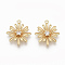 Brass Micro Pave Clear Cubic Zirconia Pendants, Nickel Free, Flower, Real 18K Gold Plated, 17x15x2.5mm, Hole: 1mm