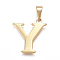 304 Stainless Steel Pendants, Golden, Initial Letter.Y, 28x25x1.5mm, Hole: 3x10mm