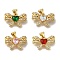 Rack Plating Brass Micro Pave Cubic Zirconia Pendants, Long-Lasting Plated, Cadmium Free & Lead Free, Real 18K Gold Plated, Bowknot, Mixed Color, 10x18.5x5mm, Hole: 4x3mm