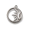 304 Stainless Steel Pendants, Flat Round with Sun Charm, Anti-Tarnish, Stainless Steel Color, 17.5x15.5x2.5mm, Hole: 1.2mm