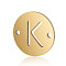 201 Stainless Steel Links connectors, Flat Round with Letter, Golden, Letter.K, 12x0.8mm, Hole: 0.8mm