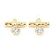 Brass Micro Pave Cubic Zirconia Charms, Cadmium Free & Nickel Free & Lead Free, Real 18K Gold Plated, 11x13x3mm, Hole: 1mm