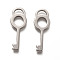 Non-Tarnish 201 Stainless Steel Pendants, Key, Stainless Steel Color, 32x12x2mm, Hole: 6.5x2.5mm