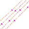 Faceted Rondelle Glass & Round 304 Stainless Steel Beaded Chains, with Light Gold 316 Surgical Stainless Steel Findings, Soldered, Magenta, 3x2.5mm, 4x2.5x0.5mm