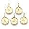 Alloy Pendants, Cadmium Free & Nickel Free & Lead Free, Flat Round with Letter, Real 18K Gold Plated, Letter.A, 17x11.5x1.5mm, Hole: 2.5mm