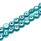 Handmade Evil Eye Lampwork Flat Round Bead Strands, Dark Cyan, 8x3.2mm, Hole: 1mm, about 48pcs/strand, 13.98''(35.5cm)