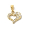 Ion Plating(IP) 304 Stainless Steel Micro Pave Cubic Zirconia Pendants, Heart Charms, Golden, 11x11.5x2.3mm, Hole: 4x2.5mm