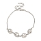 Rack Plating Egg Brass Link Bracelets for Women, Cadmium Free & Lead Free, Long-Lasting Plated, Platinum, 7-1/4 inch(18.5cm)