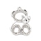 Alloy Crystal Rhinestone Pendants, with ABS Plastic Imitation Pearl Bead, Bear Charms, Platinum, 23x16.5x4.3mm, Hole: 1.6mm