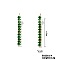 Dainty Japanese Teardrop Style Stud Earrings with Tassels and Rhinestones, Golden, Green Tourmaline, 47x5mm