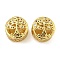 Rack Plating Brass Micro Pave Cubic Zirconia Beads, Long-Lasting Plated, Cadmium Free & Lead Free, Flat Round with Tree, Real 18K Gold Plated, 11.5x8mm, Hole: 4.5mm