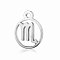 Non-Tarnish 201 Stainless Steel Charms, Flat Round with Constellation, Stainless Steel Color, Scorpio, 13.4x10.8x1mm, Hole: 1.5mm