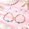 2Pcs Starfish & Turtle Natural Freshwater Shell Beads Braided Bead Bracelets, with Synthetic Turquoise Beads, Sky Blue, Inner Diameter: 1-7/8~3 inch(4.8~7.7cm)