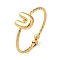 304 Stainless Steel Open Cuff Rings, Jewely for Women, Real 18K Gold Plated, Letter U, Inner Diameter: 19mm, Letter: 8x7mm