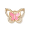 Rack Plating Brass Micro Pave Clear Cubic Zirconia Pendants, with Enamel, Long-Lasting Plated, Lead Free & Cadmium Free, Real 18K Gold Plated, Butterfky, Pearl Pink, 15x19.5x3mm, Hole: 1.4mm