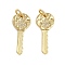 Brass Micro Pave Cubic Zirconia Pendants, Key, with Jump Ring, Long-Lasting Plated, Cadmium Free & Lead Free, Rack Plating, Golden, 21x9.5x1.5mm, Hole: 3mm