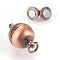 Brass Magnetic Clasps with Loops, Round, Brushed Red Copper, 16.5x10mm, Hole: 2.5~3mm