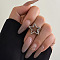 Star Alloy Cuff Rings, for Women, Platinum, Inner Diameter: 17mm