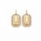 Brass Micro Pave Clear Cubic Zirconia Pendants, Nickel Free, Real 18K Gold Plated, Rectangle with Letter, Letter.U, 16x9.5x2mm, Jump Ring: 5x0.5mm, Inner Diameter: 3mm