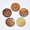 Natural Carnelian Cabochons, Flat Round with Nordic Pagan Pattern, 25x5.5mm