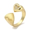 Rack Plating Brass Micro Pave Cubic Zirconia Cuff Finger Rings for Women, Cadmium Free & Lead Free, Long-Lasting Plated, Real 18K Gold Plated, Heart, 11.5mm, Inner Diameter: 18mm