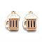 Eco-Friendly Alloy Enamel Pendants, Cadmium Free & Lead Free & Nickel Free, Beer Glass, Light Gold, Goldenrod, 19x13x1.2mm, Hole: 1.6mm