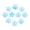 Baking Painted Transparent Glass Bead Caps, 5-Petal Flower, with Glitter Powder, Deep Sky Blue, 12~12.5x4.5~5mm, Hole: 1.2~1.4mm, about 1750pcs/1000g
