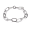 Tarnish Resistant 304 Stainless Steel Paperclip Chain Bracelets, with Lobster Claw Clasps, Textured, Stainless Steel Color, 7-5/8 inch(19.5cm)