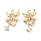 Brass Micro Pave Clear Cubic Zirconia Pendants, Cadmium Free & Nickel Free & Lead Free, Bowknot, Real 18K Gold Plated, 16.5x10.5x2mm, Hole: 1.4mm