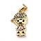 Brass Micro Pave Cubic Zirconia Pendants, Long-Lasting Plated, Cadmium Free & Lead Free, Real 18K Gold Plated, Boy, Colorful, 20x15x3.5mm, Hole: 3.5x4mm