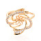 Flower Brass Micro Pave Clear Cubic Zirconia Cup Peg Ring Settings, Adjustable Ring Settings for Half Drilled Beads, Cadmium Free & Nickel Free & Lead Free, Real 18K Gold Plated, Pin: 0.9mm, 19mm, Inner Diameter: 16.2~17mm