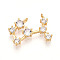 Brass Micro Pave Cubic Zirconia Pendants, Twelve Constellations Charms, Long-Lasting Plated, Nickel Free, Real 18K Gold Plated, Pisces, 13.5x18.5x3mm, Hole: 1.2mm