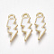 Alloy Pendants, Cadmium Free & Lead Free, with Enamel, Lightning Bolt, Light Gold, White, 20.5x7.5x2mm, Hole: 2mm