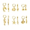 Ocean Theme Brass Huggie Hoop Earring, with 304 Stainless Steel Pendants, Mixed Shapes, Golden, 6pairs/box