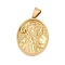 304 Stainless Steel Pendants, Oval with Saint Benedict Charm, Real 18K Gold Plated, 36x26x5.5mm, Hole: 8x4mm