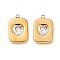 304 Stainless Steel Pendants, with Rhinestone, Ion Plating(IP), Rectangle with Heart, Crystal, 16x11x4.5mm, Hole: 1.2mm