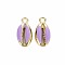 Alloy Enamel Pendants, Cowrie Shell Shape, Light Gold, Lilac, 17x8.5x3.5mm, Hole: 1.8mm