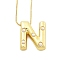 Brass & Plastic Pearl Letter Pendant Box Chain Necklaces for Women, Real 18K Gold Plated, Letter N, 17.64 inch(44.8cm)