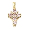 Brass Pave Clear Cubic Zirconia Pendants, Cadmium Free & Lead Free, Cross Charms, with Jump Ring, Real 16K Gold Plated, 14x7.6x4mm, Hole: 3mm
