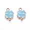 Alloy Enamel Pendants, Four Leaf Clover, Light Gold, Sky Blue, 18x12x1mm, Hole: 2.5mm