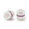Brass Micro Pave Cubic Zirconia European Beads, Large Hole Beads, Barrel, Rack Plating, Cadmium Free & Lead Free, Long-Lasting Plated, Silver, Medium Violet Red, 10x9mm, Hole: 5mm